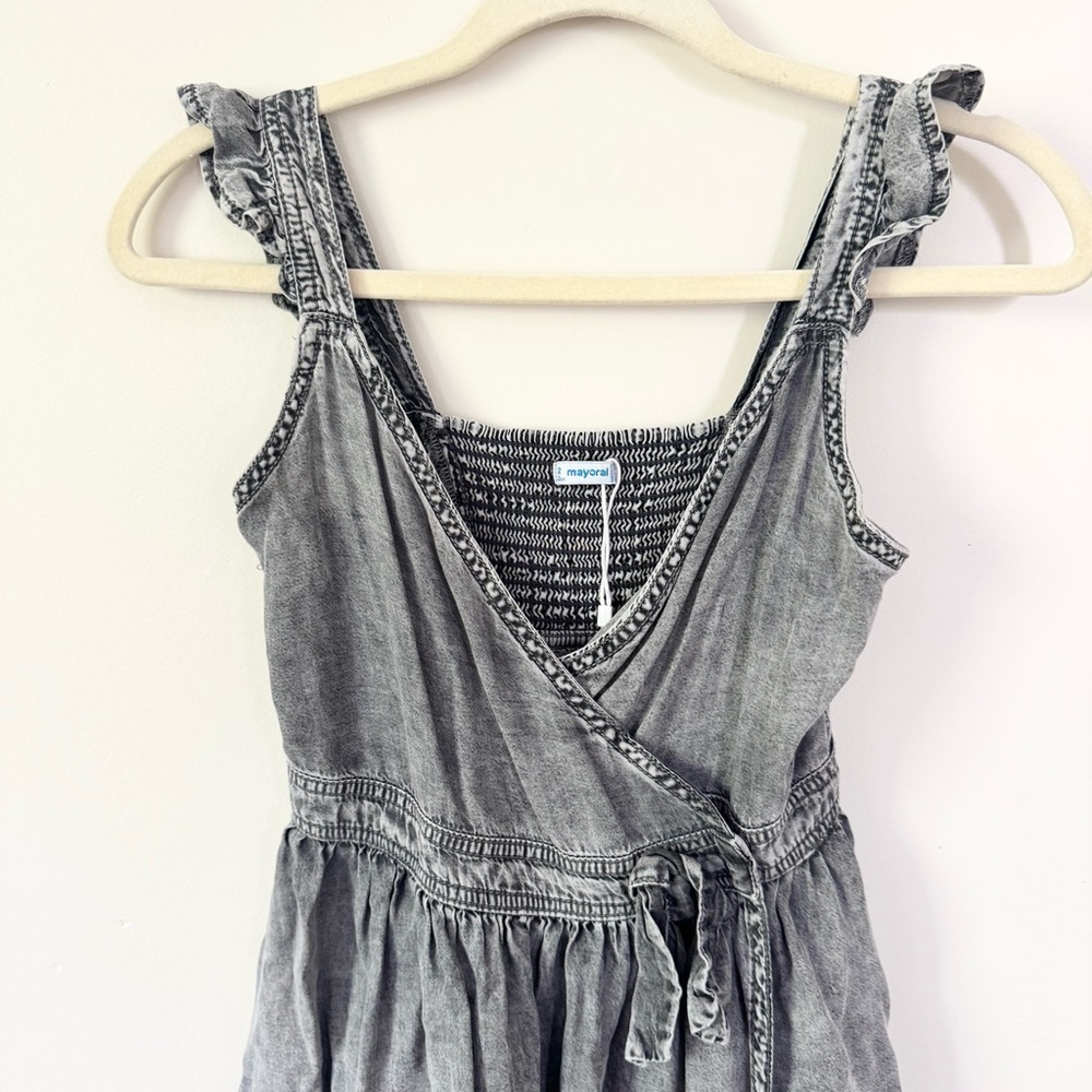 Mayoral Gray Chambray Dress Girls Size 12 New Without Tags - Picture 3 of 5